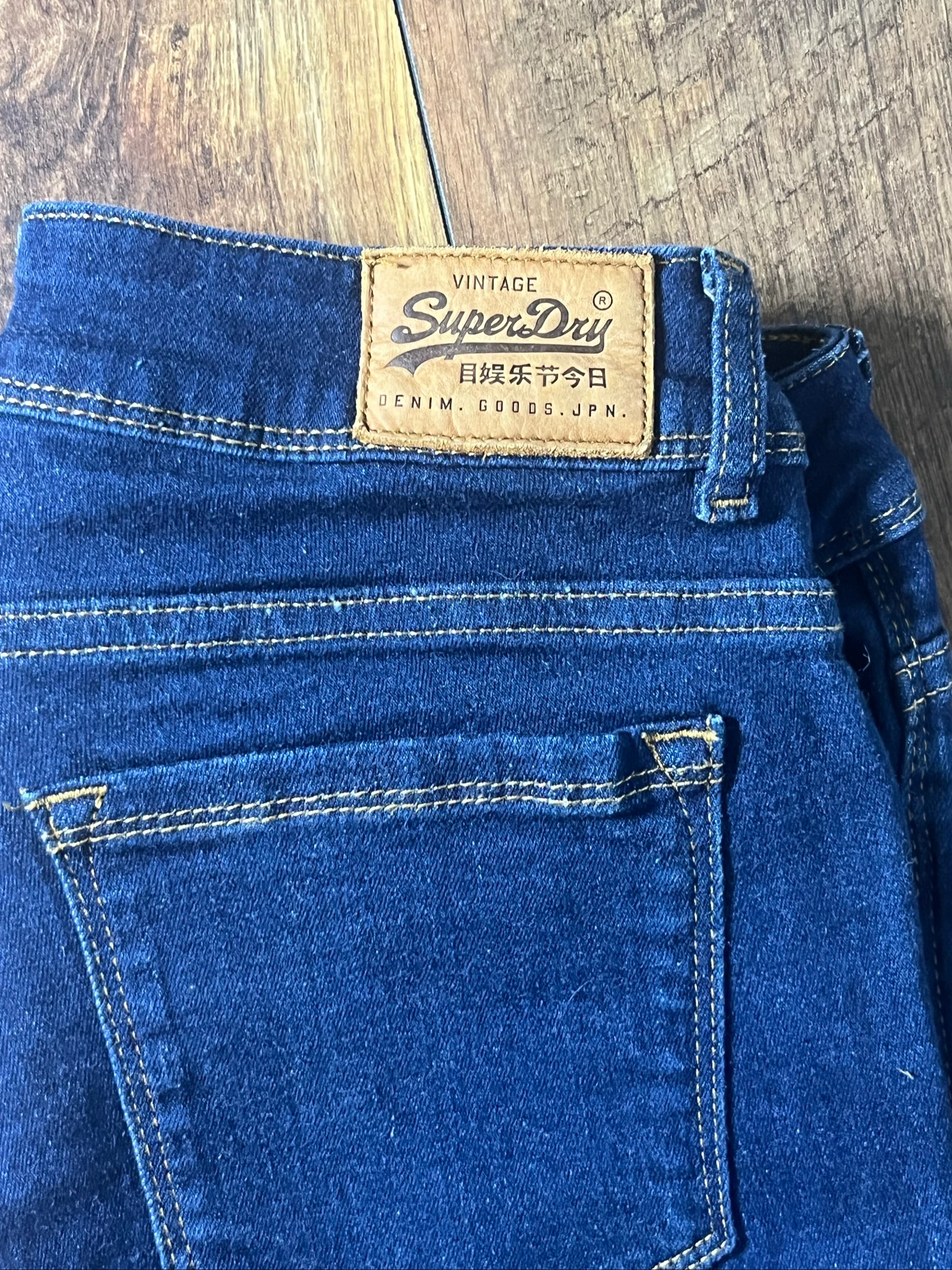 Dark indigo slim fit leather patch jeans - Superdry - size 36 - very good condition – photo 10